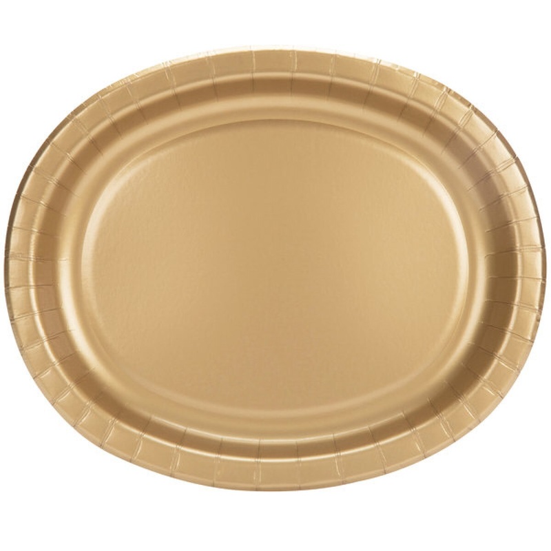 12 x 10 Glittering Gold Oval Paper Platter