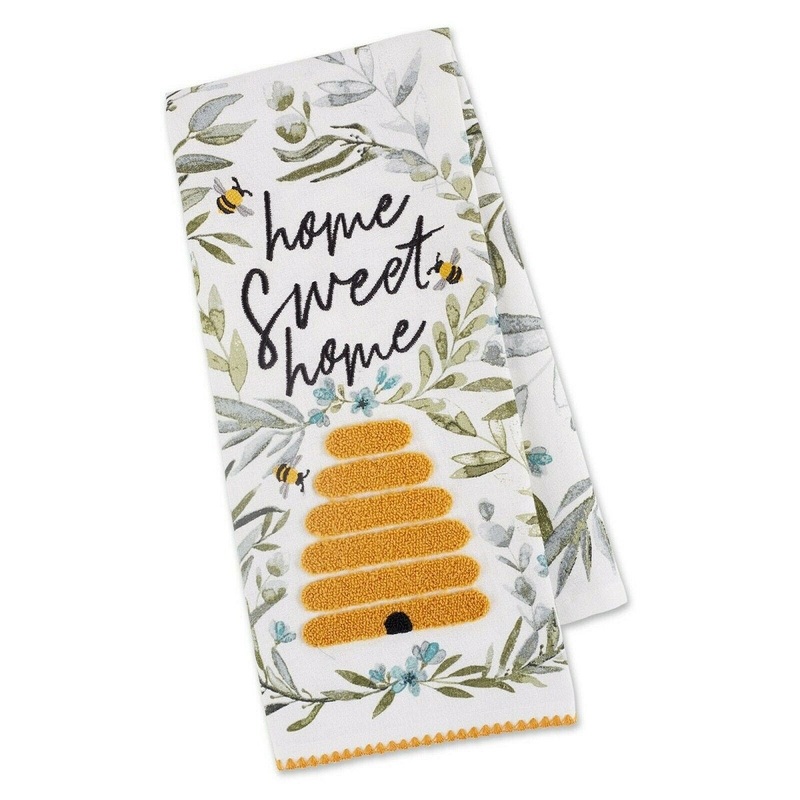 Embellished Sweet Bee Home Dishtowel