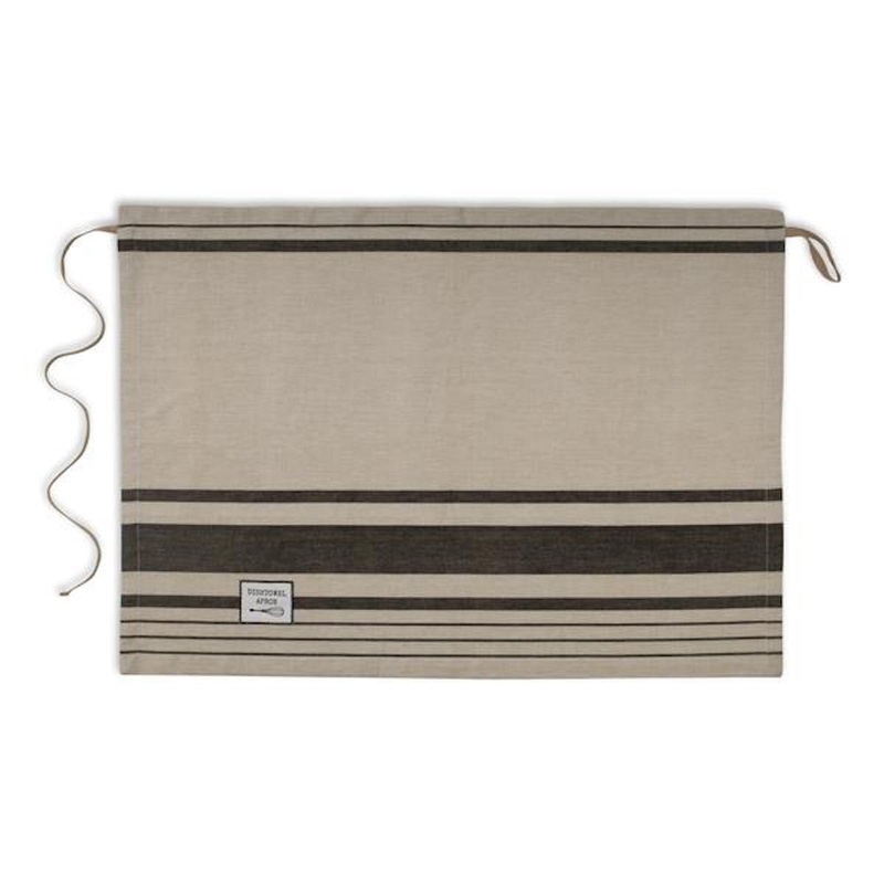 Flax & Black Pantry Stripe Dishtowel Apron