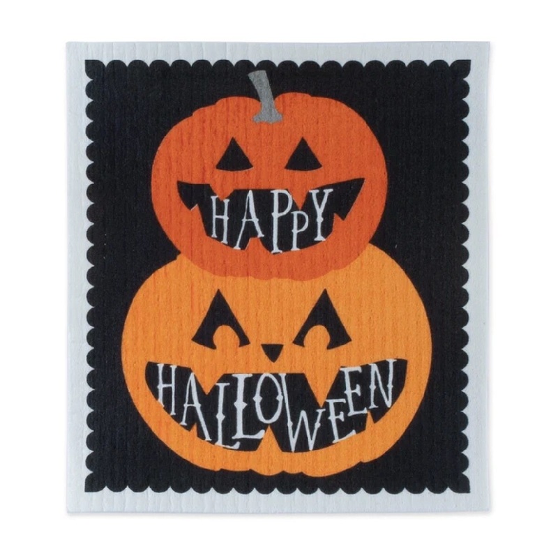 Happy Halloween Pumpkins Swedish Dishcloth