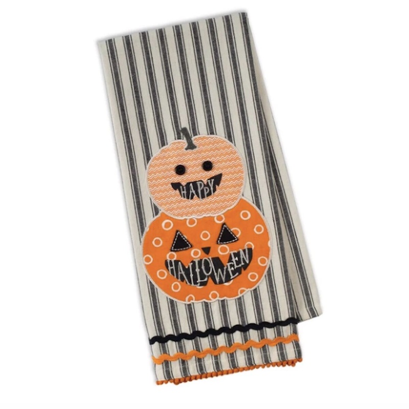 Pumpkin Stack Embellished Dishtowel