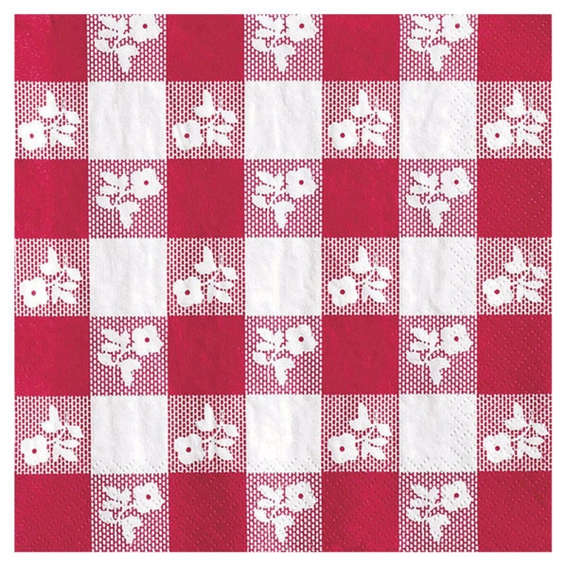 Red Gingham 2-Ply Beverage Napkin