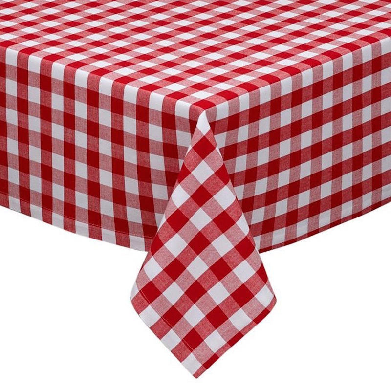 Tango Red/White Checked 52 Square Table Cover
