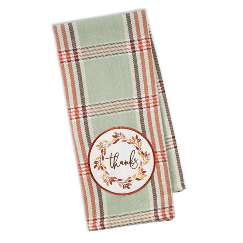 Thanks Autumn Wreath Embellished Dish Towel