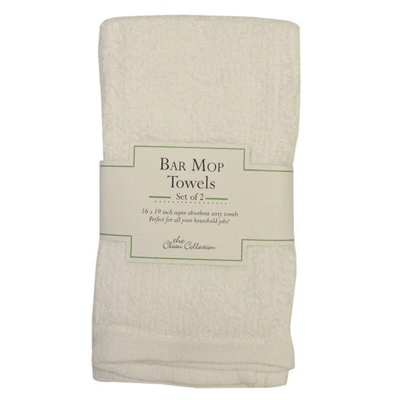White Terry Bar Mop Dishtowels Set of 2
