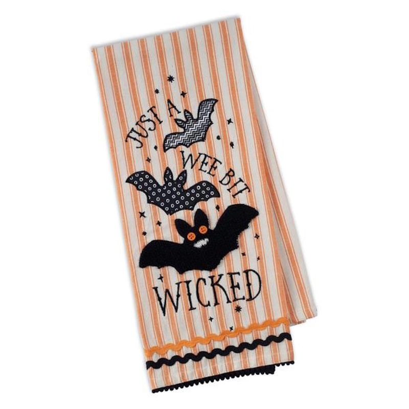 Wicked Bats Embellished Dishtowel