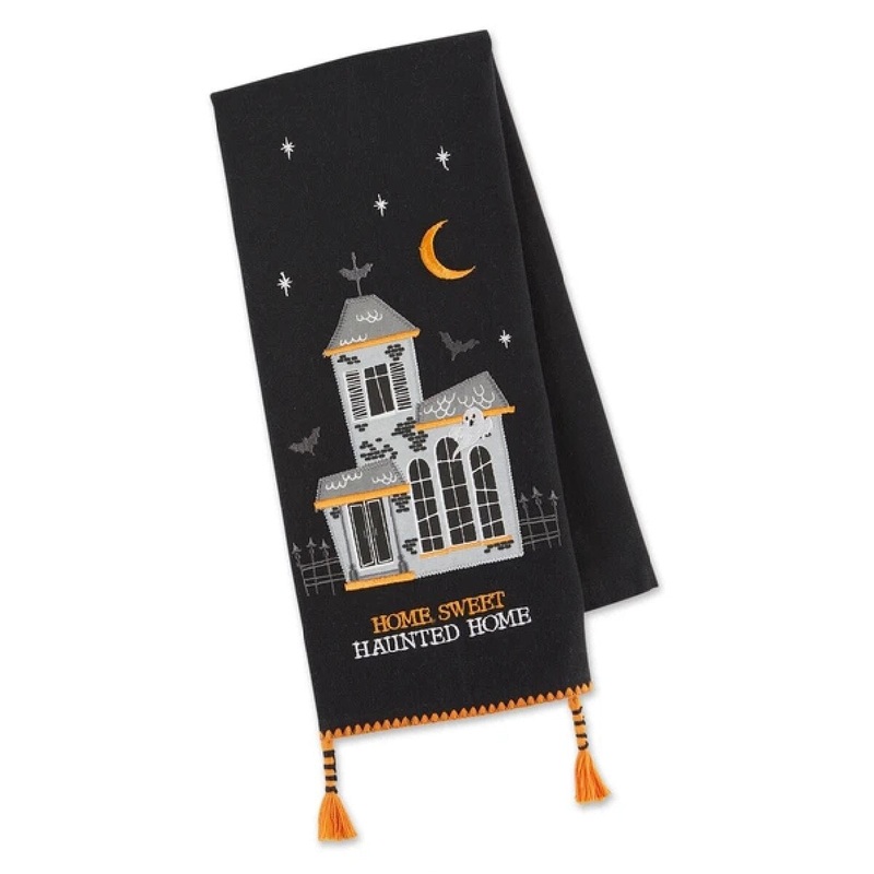 Home Haunted Home Embellished Dish Towel