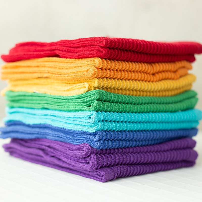 Ripple Dishcloths Set of 2|White|Red|Carmine|Rust|Lemon|Honey|Cactus (dis)|Sage|Greenbriar (dis)|Elm Green|Lucite Green (dis)|Peacock (dis)|Slate Blue|Bali Blue|Royal|Indigo|Sandstone (dis)|London Grey|Black