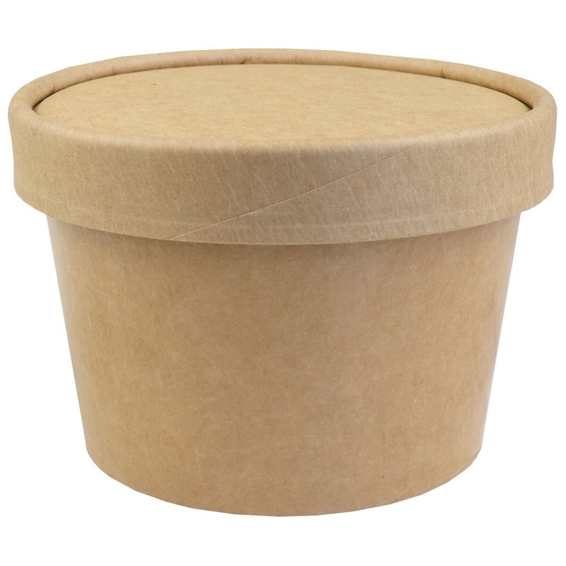 8 Oz. Kraft Ice Cream To-Go Containers W/ Non-Vented Lids – 25 Count
