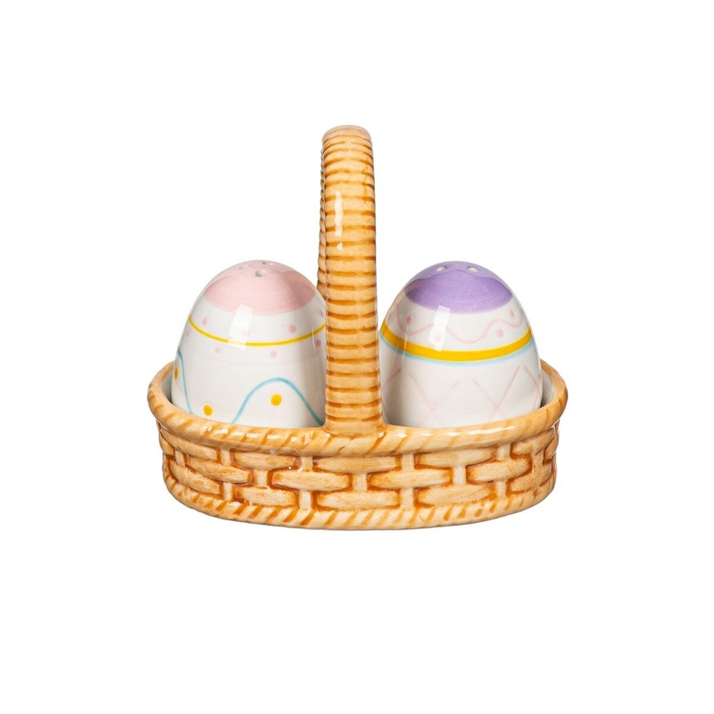 Easter Eggs in Basket Ceramic Salt and Pepper Set