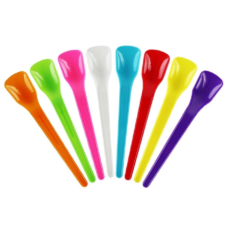 Slim Spadey Mixed Colors Ice Cream Spoons – 50 Count