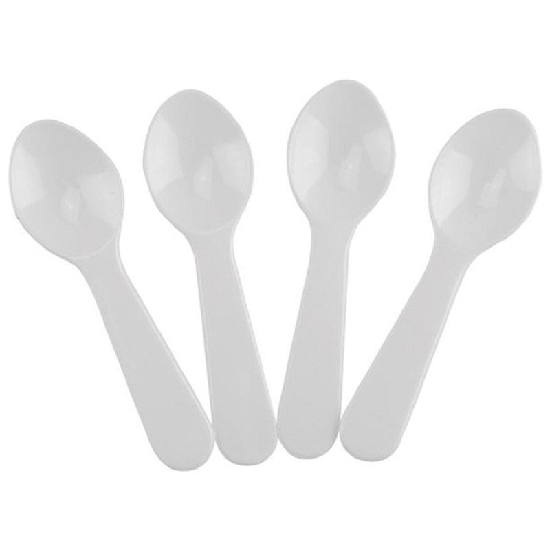 White Mini Disposable Tasting Spoons