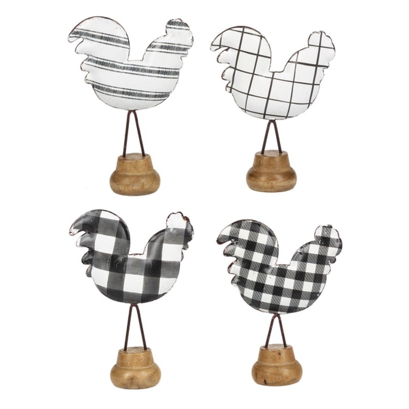 Black & White Check Pattern Rooster