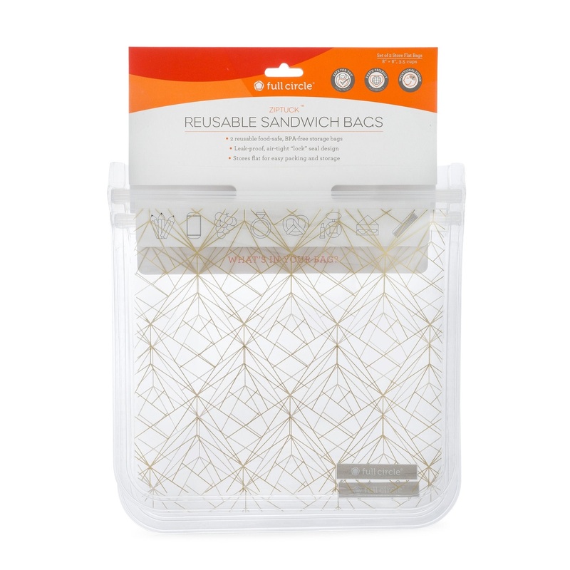 Reusable Sandwich Bags – Gold Geo – Set of 2