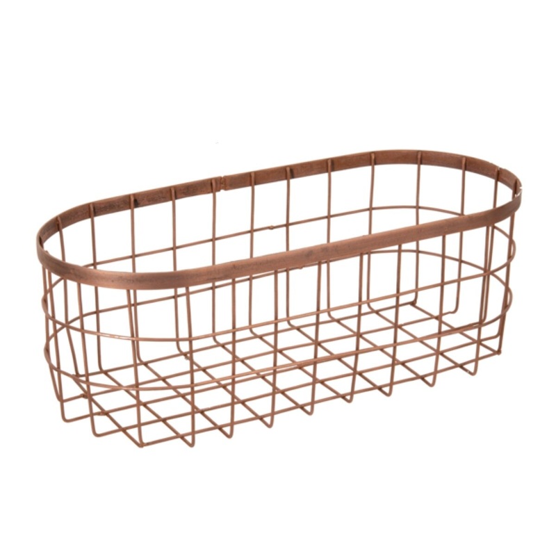 Antique Copper Finish Wire Basket – Large