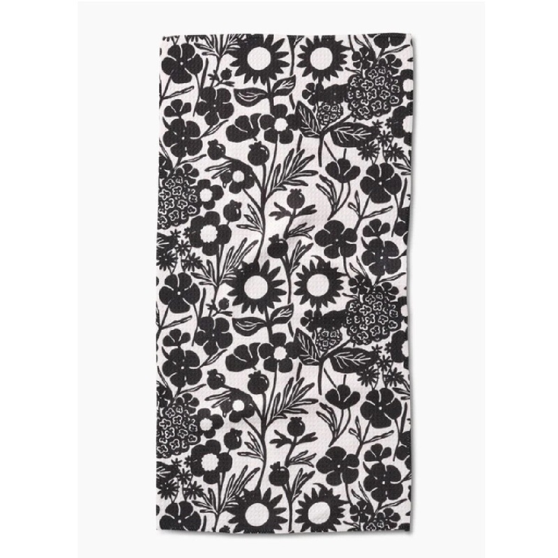 Black Flower Garden Bar Towel