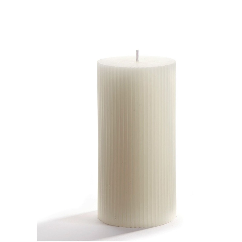 Textured Striped White Pillar Candle(dis)