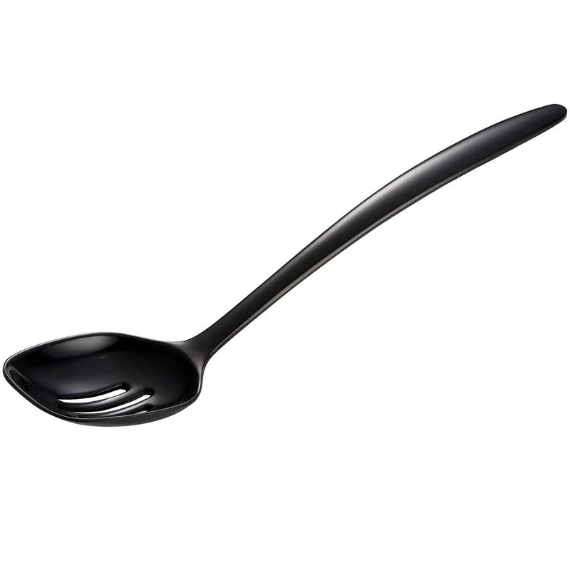 12 Black Melamine Slotted Spoon
