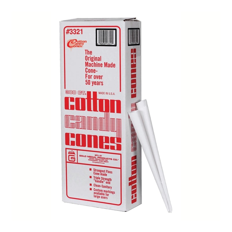 Gold Medal White Cotton Candy Cones – 300 ct.