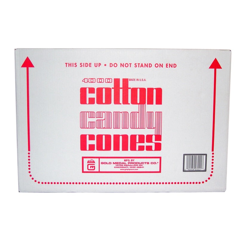 Gold Medal White Cotton Candy Cones Plain – 1000 Count