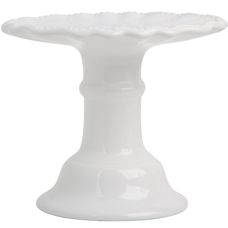 6 White Beaded Cake Stand