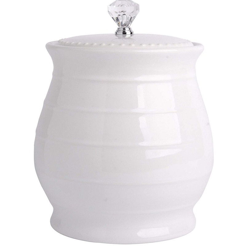 98 oz White Canister with Crystal Knob