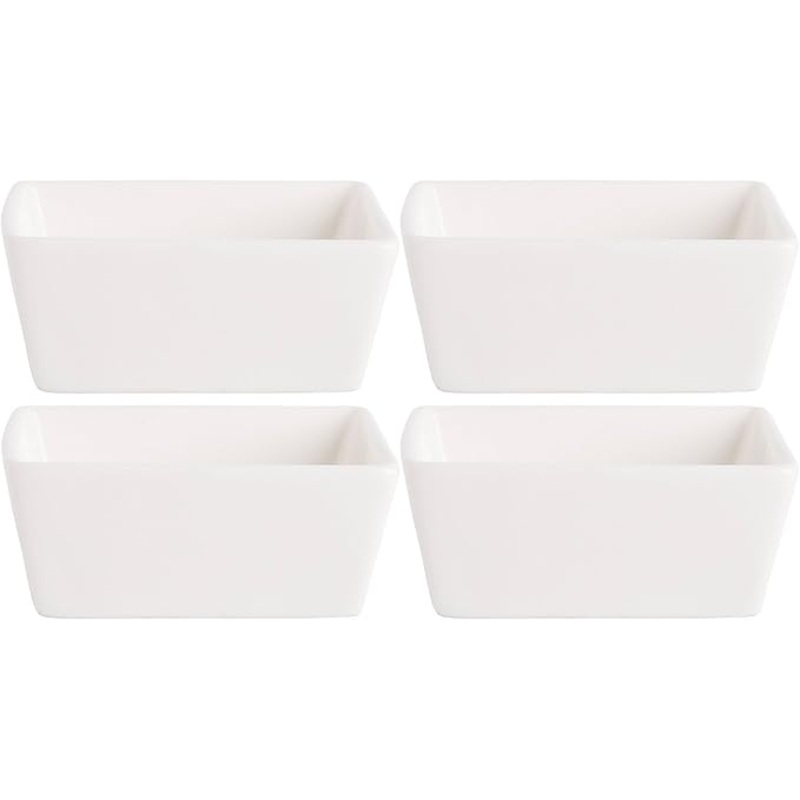Fiddle and Fern Square Mini Taster Bowls, Set of 4, 5 Oz