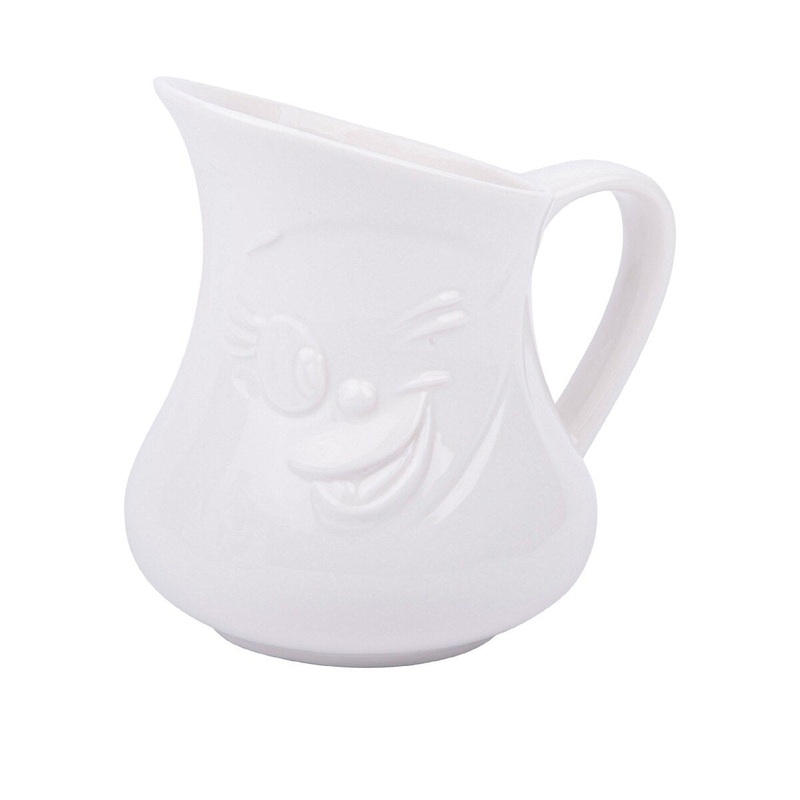 Ceramic Creamer W/ Embossed Face – 10 Oz