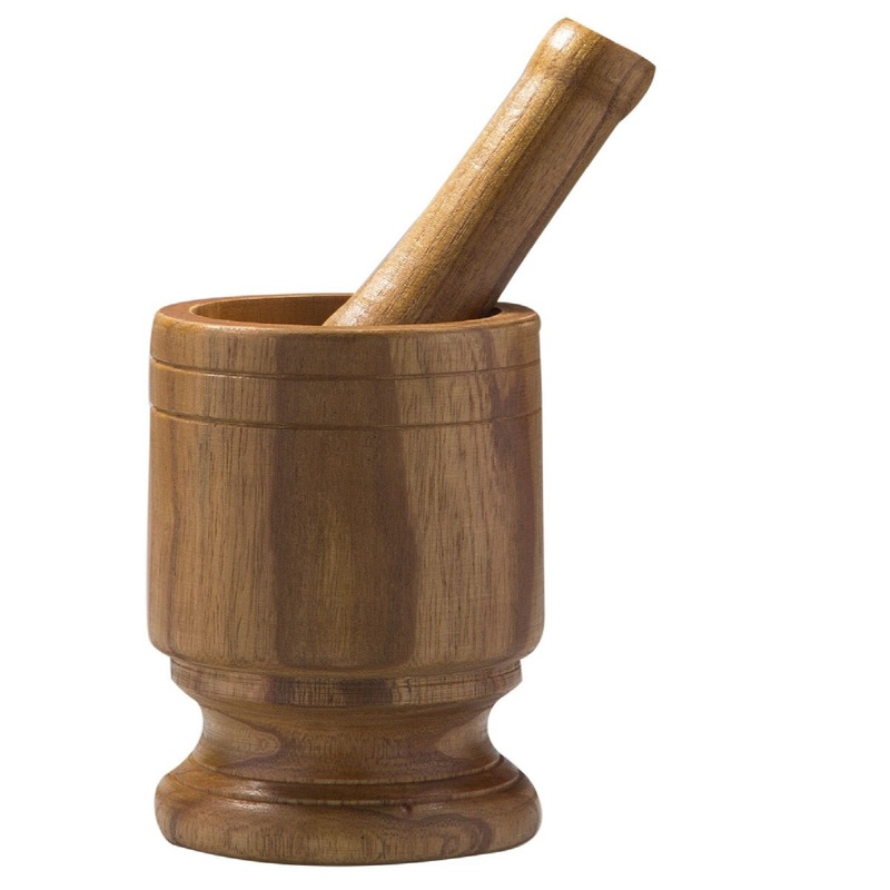 Wood Mortar and Pestal Footed