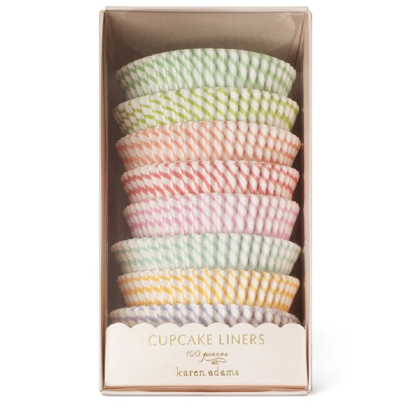 Round Pastel Stripe Cupcake Liner
