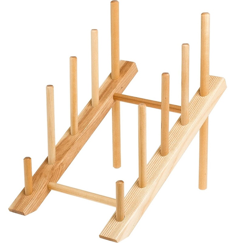 Wood Slanted Plate Stand