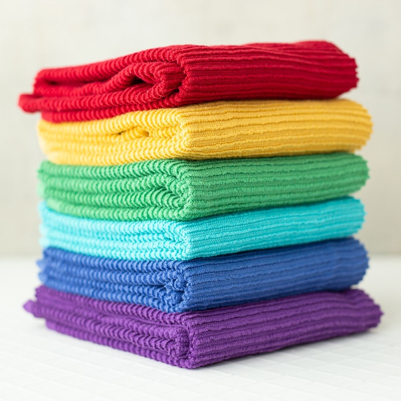 Ripple Dishtowel|White|Red|Carmine|Rust|Lemon|Honey|Sage|Cactus (dis)|Lucite Green (dis)|Elm Green|Slate Blue|Royal|Indigo|London Grey|Black