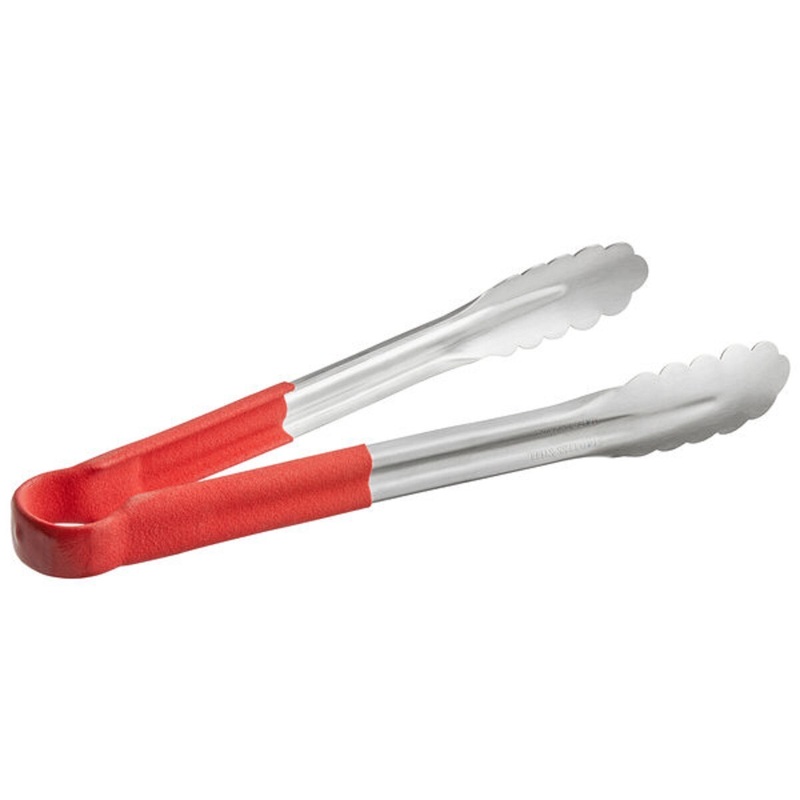 12 Plastic Coated Red Handle Tong