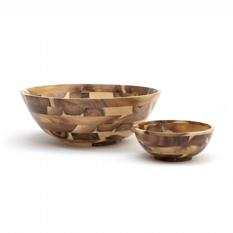 7 Acacia Natural Footed Round Flared Bowl