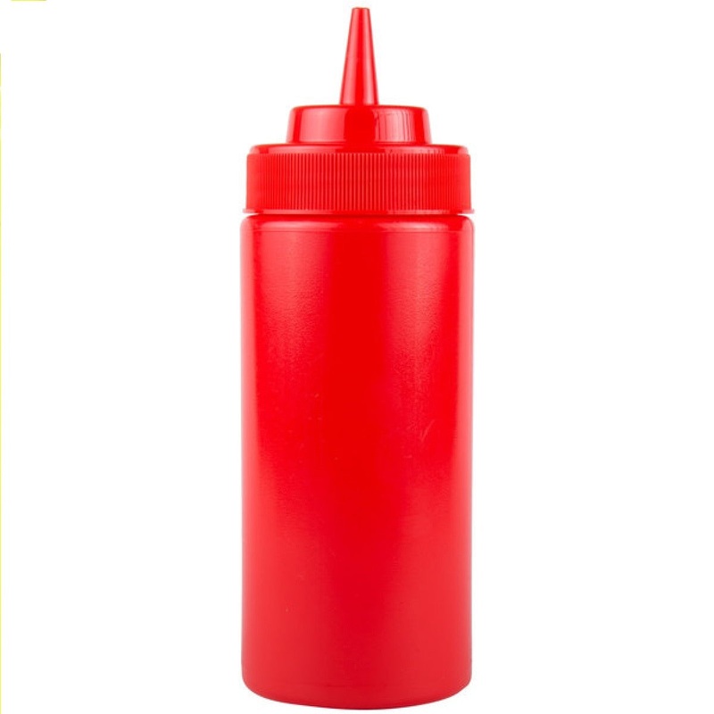 Squeeze Bottle 16 oz Red Wide Mouth
