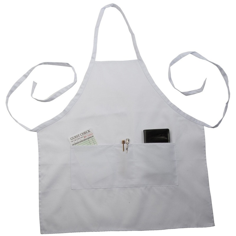 White Bib Apron With Pocket
