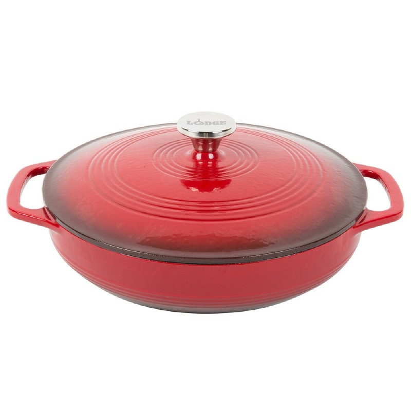 3.6 Qt Red Enameled Covered Casserole