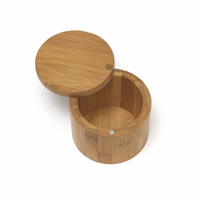 Bamboo Salt Box with Swivel Cover