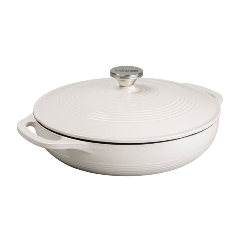 Lodge 3.6 Qt. Cast Iron Casserole Pan – Oyster White