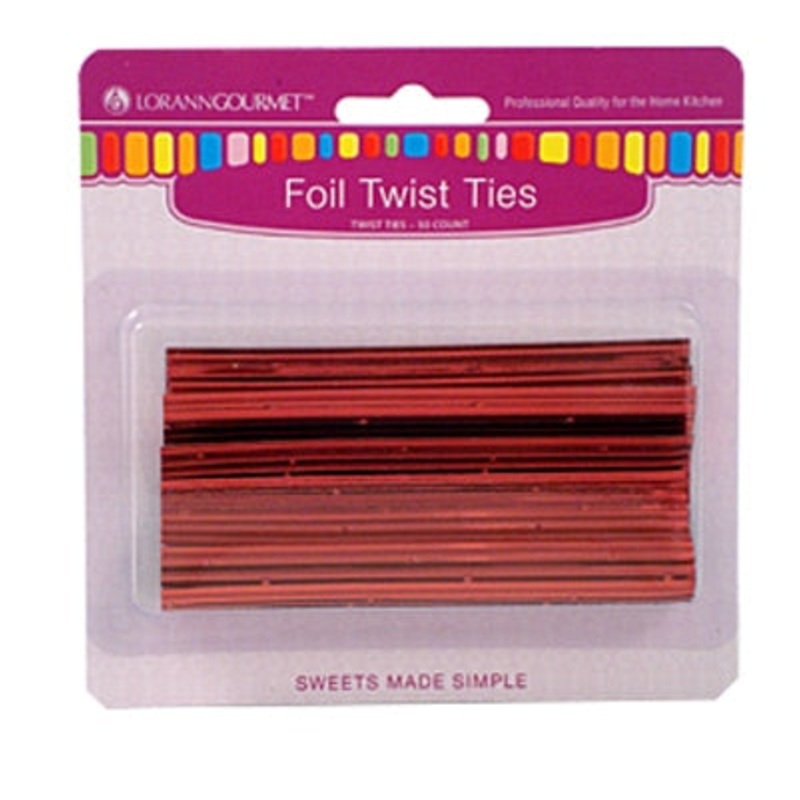 LorAnn Red Metallic Foil Twist Ties – 50 ct.