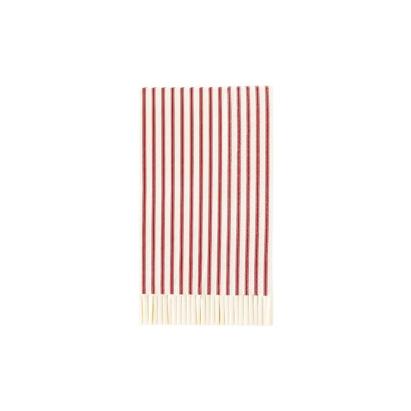 Believe Red Ticking Stripe Fringed Guest Napkin