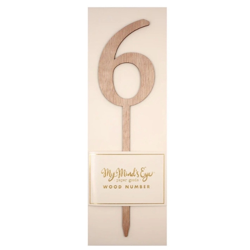 Botanical Wood #6 Cake Topper