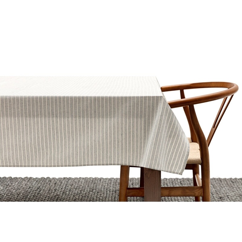 Grey Striped 60×120 Linen Table Cover