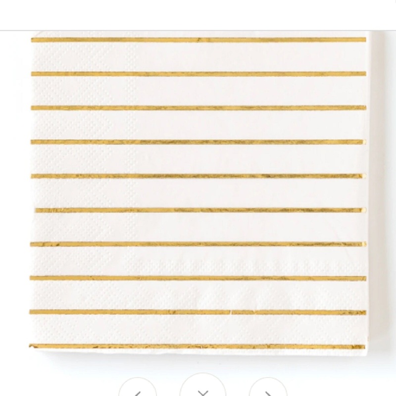 Cream-Striped Cocktail Napkins 5 x 5