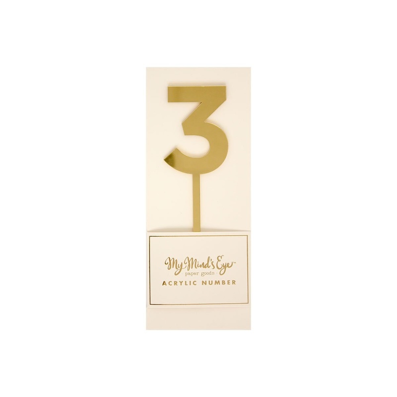 Gold Acrylic #3 Cake Topper