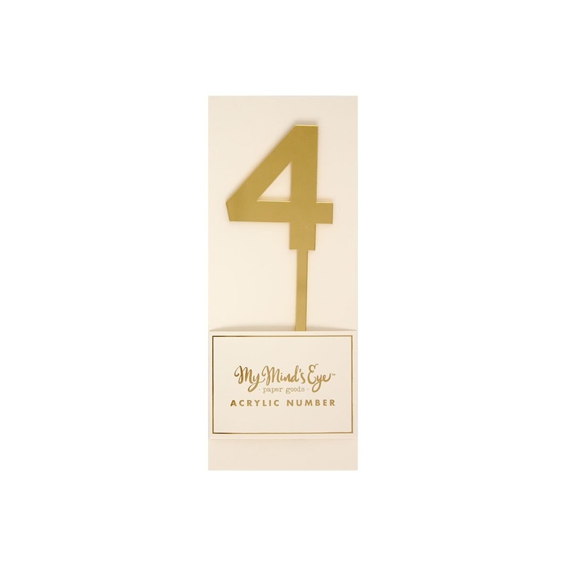 Gold Acrylic #4 Cake Topper