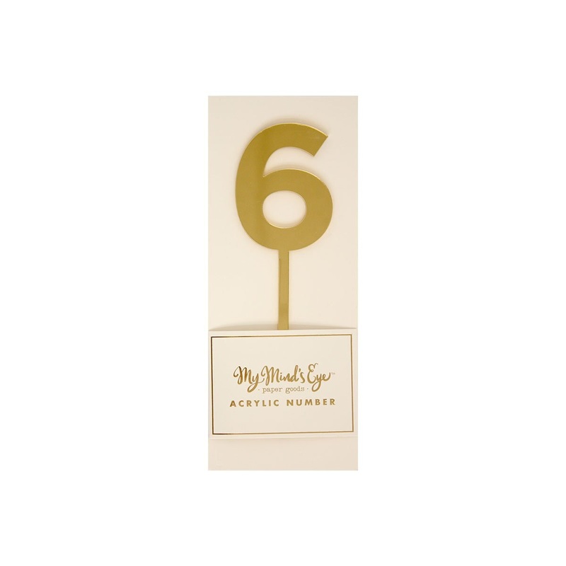 Gold Acrylic #6 Cake Topper