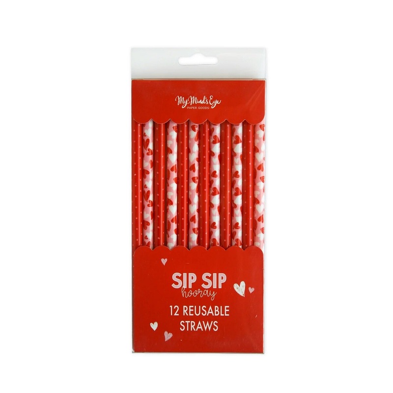 Scribble Hearts Reusable Straws