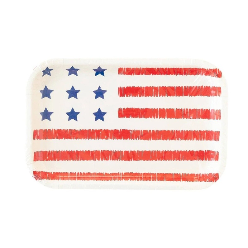 American Flag  Paper Plate 10×6.5 8ct