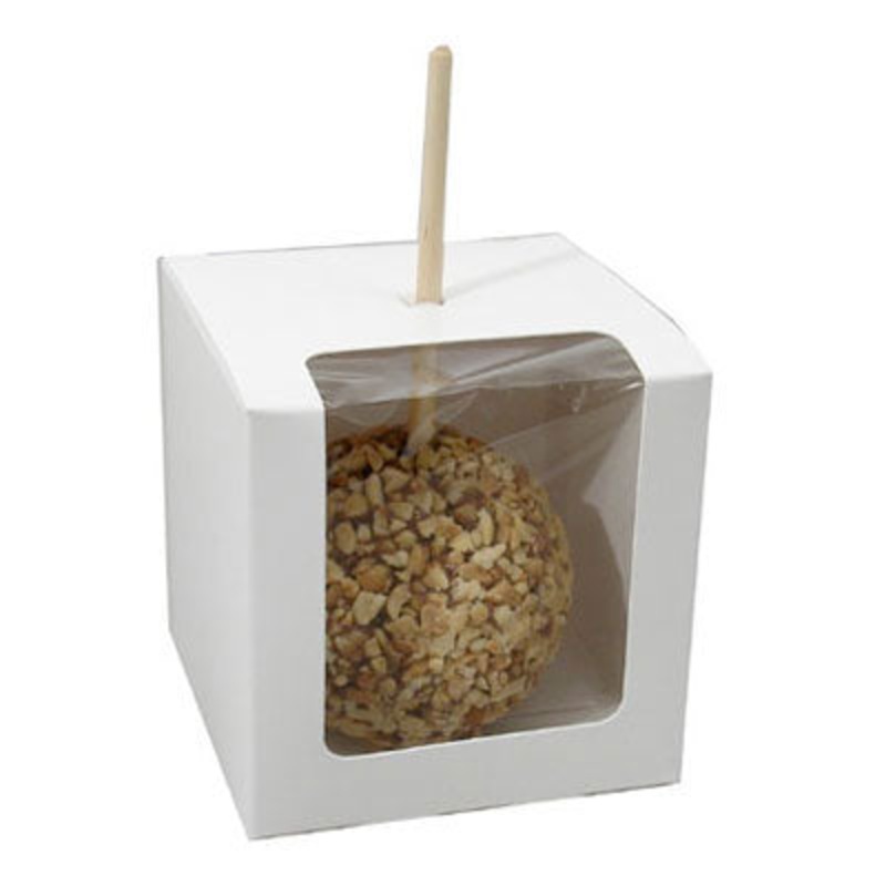 Cupcake / Caramel Apple Box White w/ Window 4 x 4 x 4 – Individual
